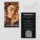 ラッシュブローズメイクアップアーティスト赤面金ゴールド美しいサロン 名刺 (正面/裏面)