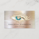 ラッシュブローズメイクアップロゴブルーアイQrコードバラ金ゴールド 名刺 (正面)