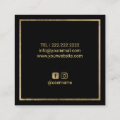 ラッシュブローズ美しいサロンブラック&金ゴールドボタニカル スクエア名刺 (裏面)