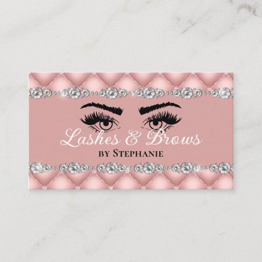 ラッシュブローズ赤面ピンクダイヤモンドタフテッドグラマラス 名刺 (正面)