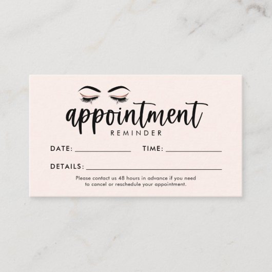 ラッシュブローズ、メイクアポイントメントリマインダーカード 名刺 (正面)