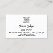 ラッシュブローメイクアップロゴホワイトグリーンアイQrCode金ゴールド 名刺 (裏面)