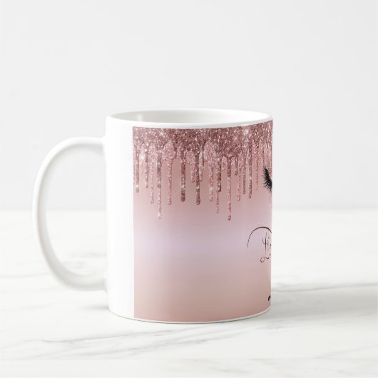 ラッシュボスメイクアップ眉目点眼点滴金ゴールド コーヒーマグカップ (左)