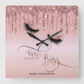 ラッシュボス化粧眉目点垂れ金ゴールド スクエア壁時計 (正面)