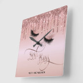 ラッシュボス化粧眉目点垂れ金ゴールド スクエア壁時計 (傾斜)