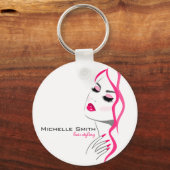 ラッシュマニキュアヘアピンクガール美しいブランディング キーホルダー (正面)
