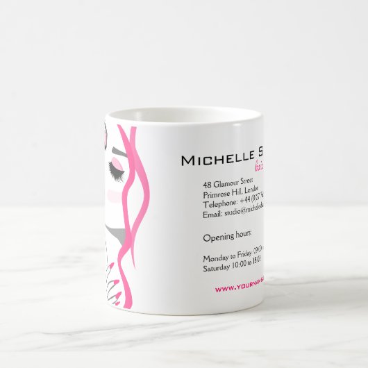 ラッシュマニキュアヘアピンクガール美しいブランディング コーヒーマグカップ (中央)