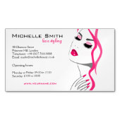 ラッシュマニキュアヘアピンクガール美しいブランディング マグネット名刺 (正面)