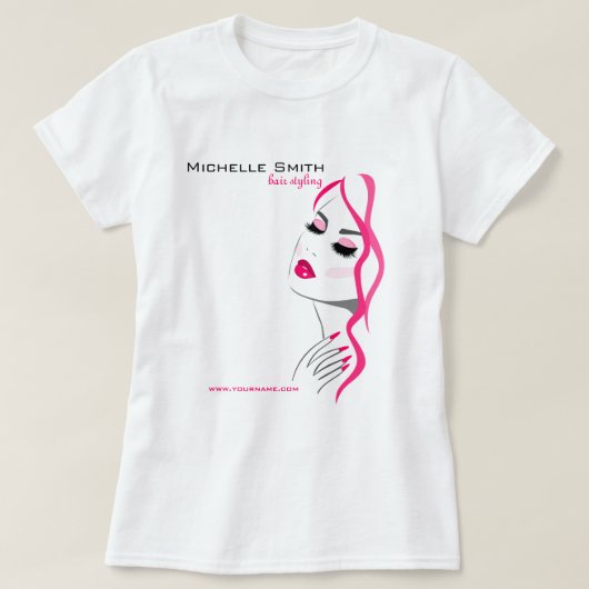 ラッシュマニキュアヘアピンクガール美しいブランディング Tシャツ (デザイン正面)