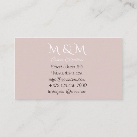 ラッシュメイクアップアーティストかわいいラッシュバーブロウズピンク 名刺 (裏面)