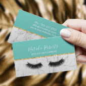 ラッシュメイクアップアーティストアイラッシュティール（緑がかった色）&ホワイトマーブル 名刺