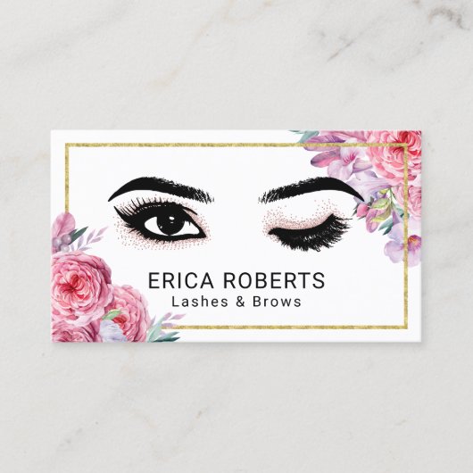ラッシュメイクアップアーティストウィンクアイモダンフローラサロン 名刺 (正面)