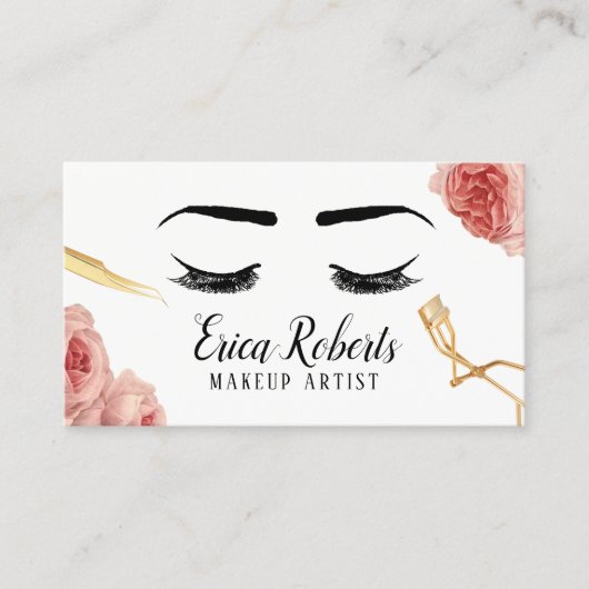 ラッシュメイクアップアーティストエレガントフローラ美しいサロン 名刺 (正面)