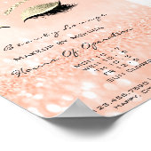 ラッシュメイクアップアーティストグリッター美しいサロンピーチ ポスター (角)