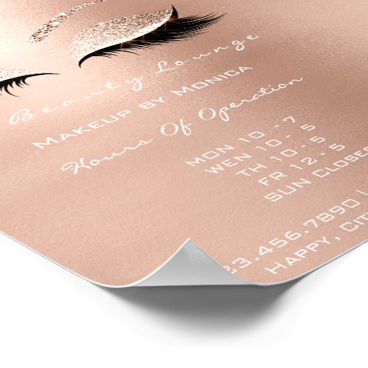 ラッシュメイクアップアーティストグリッター美しいサロンホワイト ポスター (角)