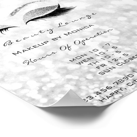 ラッシュメイクアップアーティストシルバー美しいサロングリッター ポスター (角)