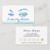 ラッシュメイクアップアーティストティール(緑がかった色)ブルーまつげサロン ロイヤリティカード (正面/裏面)