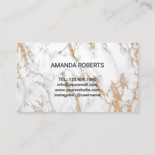 ラッシュメイクアップアーティストトレンディーホワイトマーブル 名刺 (裏面)