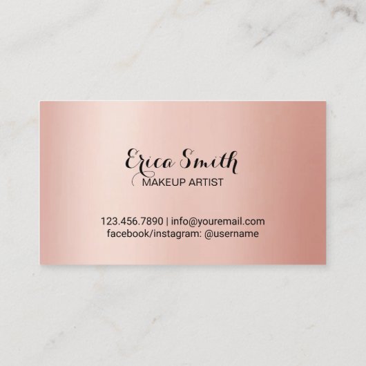 ラッシュメイクアップアーティストバラゴールドフォイル美しいサロン 名刺 (裏面)