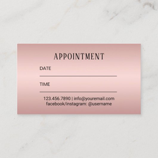 ラッシュメイクアップアーティストバラ金ゴールドサロンアポイントメント 予約カード (裏面)