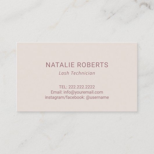 ラッシュメイクアップアーティストバラ金ゴールドタイポグラフィまつ毛 名刺 (裏面)