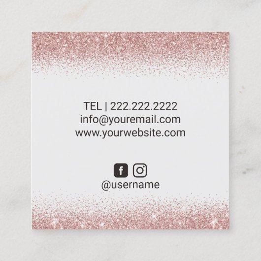 ラッシュメイクアップアーティストバラ金ゴールド紙吹雪サロン スクエア名刺 (裏面)