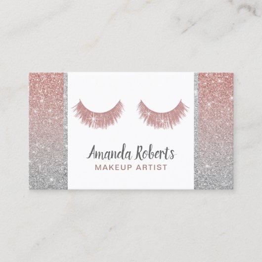 ラッシュメイクアップアーティストバラ金ゴールド&シルバーグリッター 名刺 (正面)