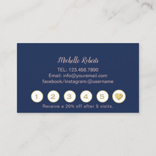 ラッシュメイクアップアーティストバラ金ゴールド&ネイビーロイヤリティ ロイヤリティカード (裏面)