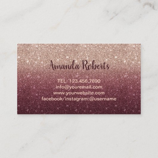 ラッシュメイクアップアーティストバラ金ゴールド&ブルゴーニュグラデーション 名刺 (裏面)