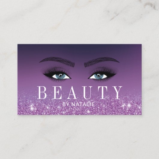 ラッシュメイクアップアーティストパープルグリッター美しいサロンB 名刺 (正面)