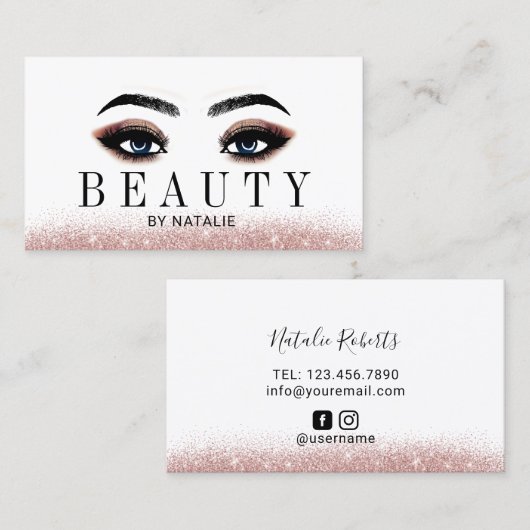 ラッシュメイクアップアーティストブルーアイ美しいサロン 名刺 (正面/裏面)
