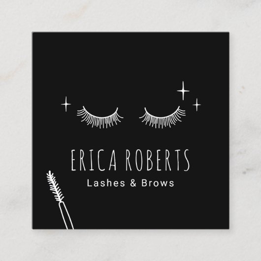 ラッシュメイクアップアーティストミニマリストまつげサロン スクエア名刺 (正面)