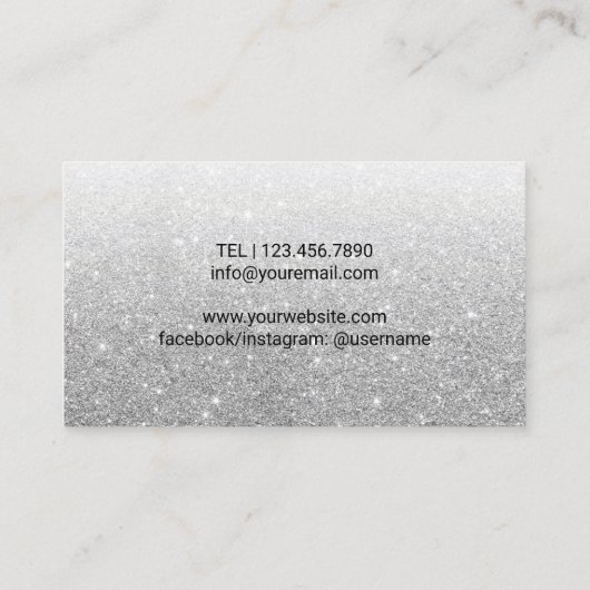 ラッシュメイクアップアーティストモダンシルバーグリッター 名刺 (裏面)