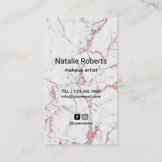 ラッシュメイクアップアーティストモダンバラ金ゴールド大理石サロン 名刺 (裏面)