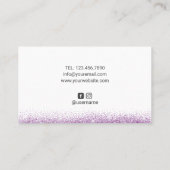 ラッシュメイクアップアーティストモダンパープルグリッターサロン 名刺 (裏面)