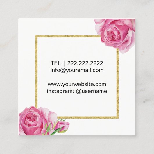 ラッシュメイクアップアーティストモダンフローラ美しいサロン スクエア名刺 (裏面)