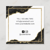 ラッシュメイクアップアーティストモダンブラック金ゴールドサロン スクエア名刺 (裏面)