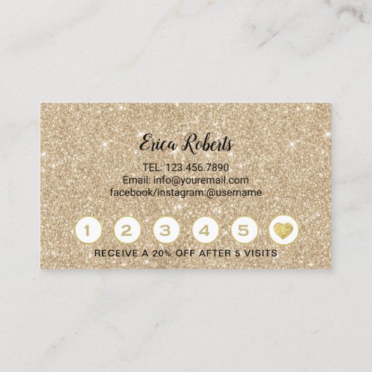 ラッシュメイクアップアーティストモダン金ゴールドまつ毛ロイヤリティ ロイヤリティカード (裏面)