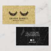 ラッシュメイクアップアーティストモダン金ゴールドグリッターサロン 名刺 (正面/裏面)