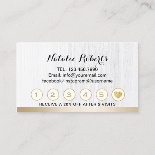 ラッシュメイクアップアーティストモダン金ゴールド縁どロイヤリティ ロイヤリティカード (裏面)