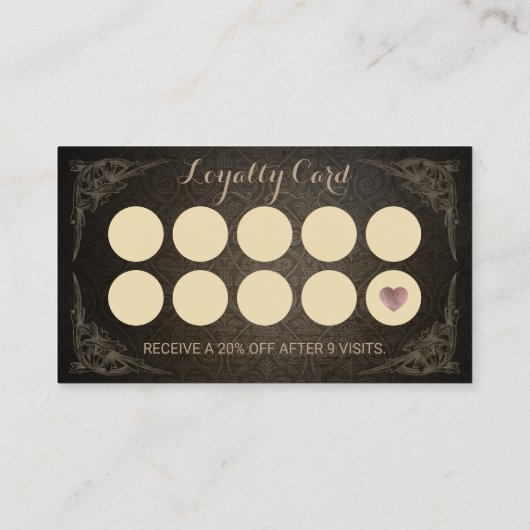 ラッシュメイクアップアーティストヴィンテージダマスクサロンロイヤリティ ロイヤリティカード (裏面)