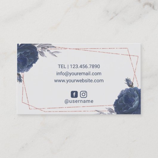 ラッシュメイクアップアーティスト海軍フローラ幾何学サロン 名刺 (裏面)