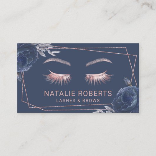 ラッシュメイクアップアーティスト海軍フローラ幾何学サロン 名刺 (正面)