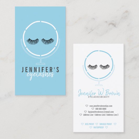 ラッシュメイクアップアーティスト美しい鏡ブルー 名刺 (正面/裏面)