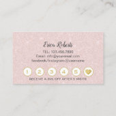 ラッシュメイクアップアーティスト赤面ピンクグリッターロイヤリティ ロイヤリティカード (裏面)