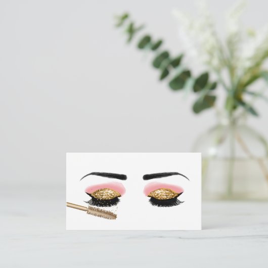 ラッシュメイクアップアーティスト金ゴールドグリッター美しいサロン 名刺 (スタンド正面)