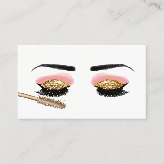 ラッシュメイクアップアーティスト金ゴールドグリッター美しいサロン 名刺 (正面)