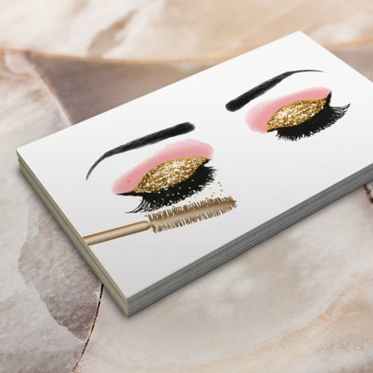 ラッシュメイクアップアーティスト金ゴールドグリッター美しいサロン 名刺