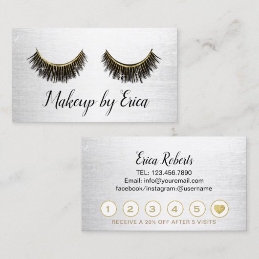 ラッシュメイクアップアーティスモダントシルバーサロンロイヤリティ ロイヤリティカード (正面/裏面)