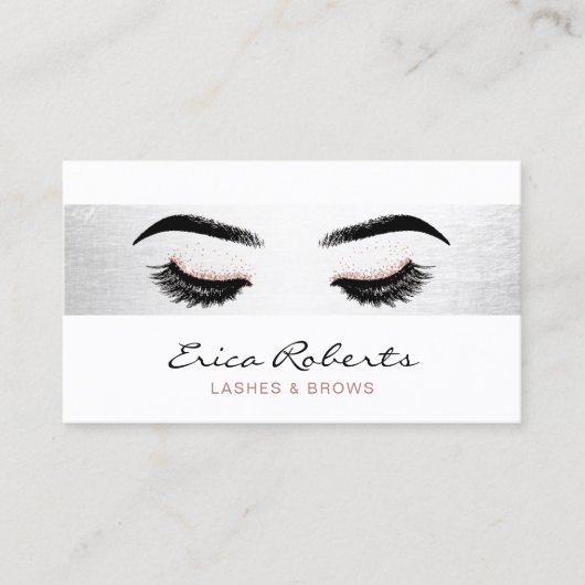 ラッシュメイクアップアーティスモダントシルバーストライプサロン 名刺 (正面)